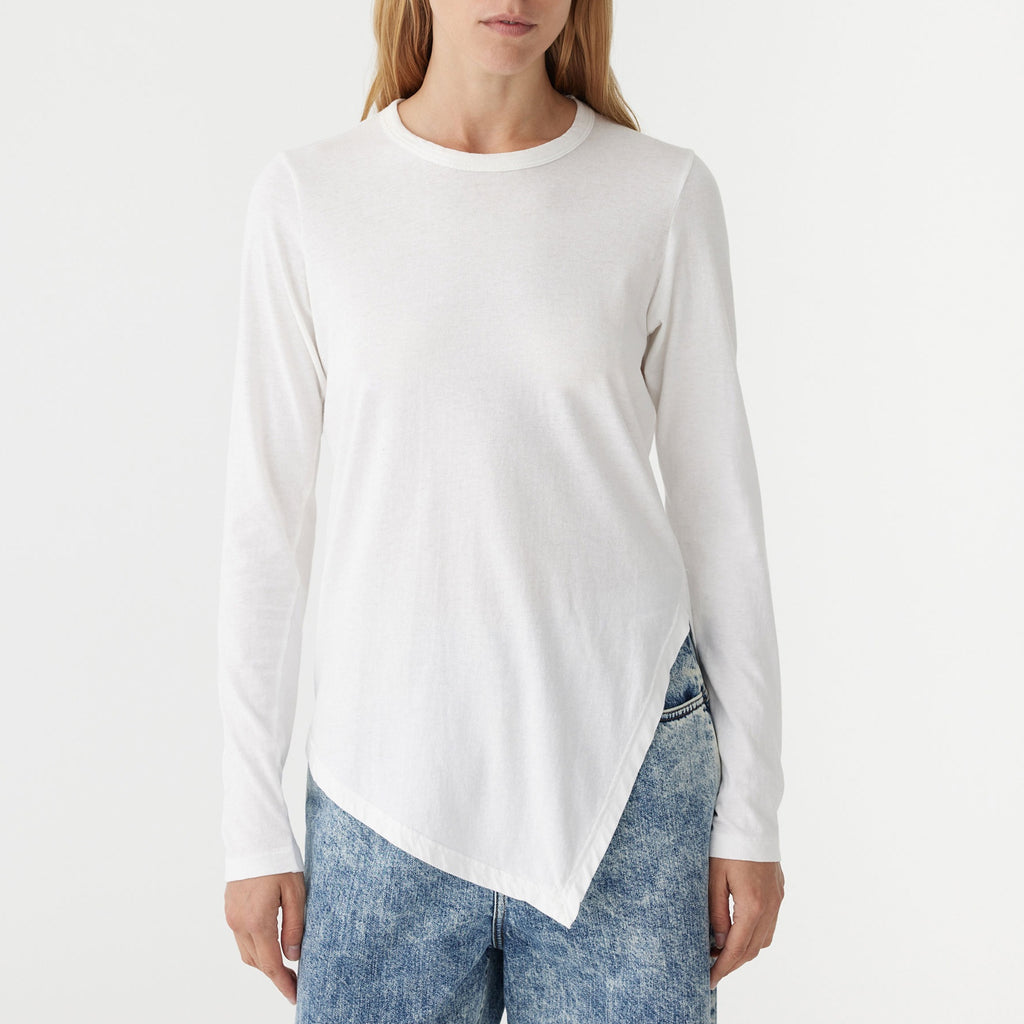 Bassike / Asymmetric Split Long Sleeve T-Shirt / White