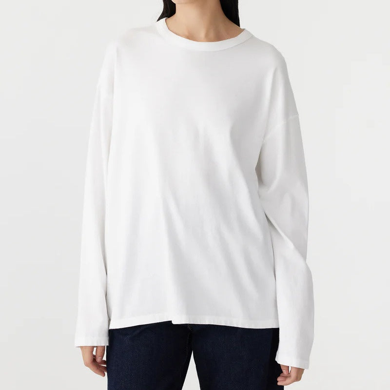 Bassike / Midweight Coverstitch Long Sleeve T-Shirt / White