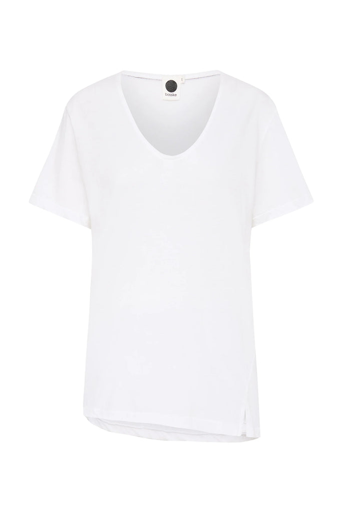 Bassike / Regular Fit V-Neck T-Shirt / White