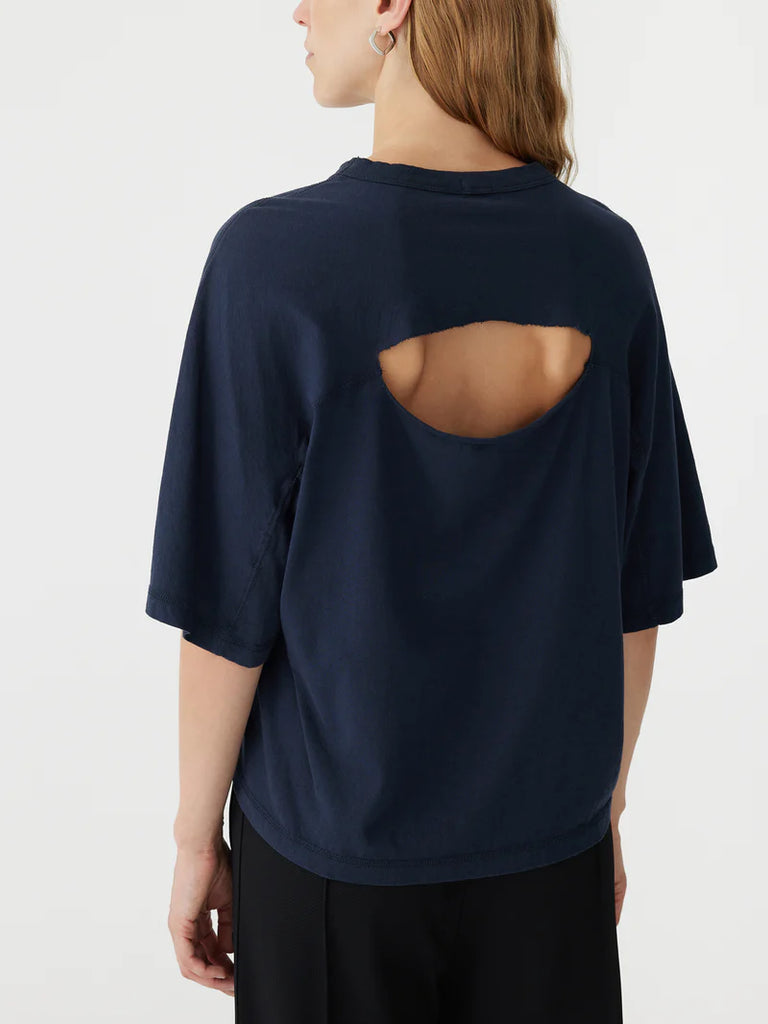 Bassike / Back Splice Boxy Short Sleeve T-Shirt / Blue Ink