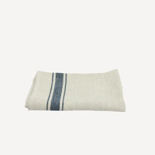 Classic Stripe Tea Towel / Natural + Navy