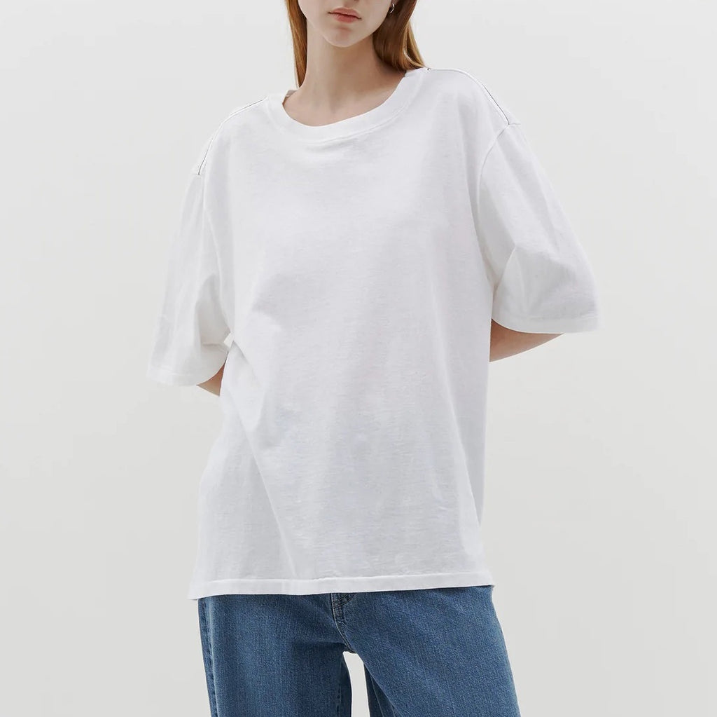 Bassike / Slouch Boyfriend Short Sleeve T-Shirt / White