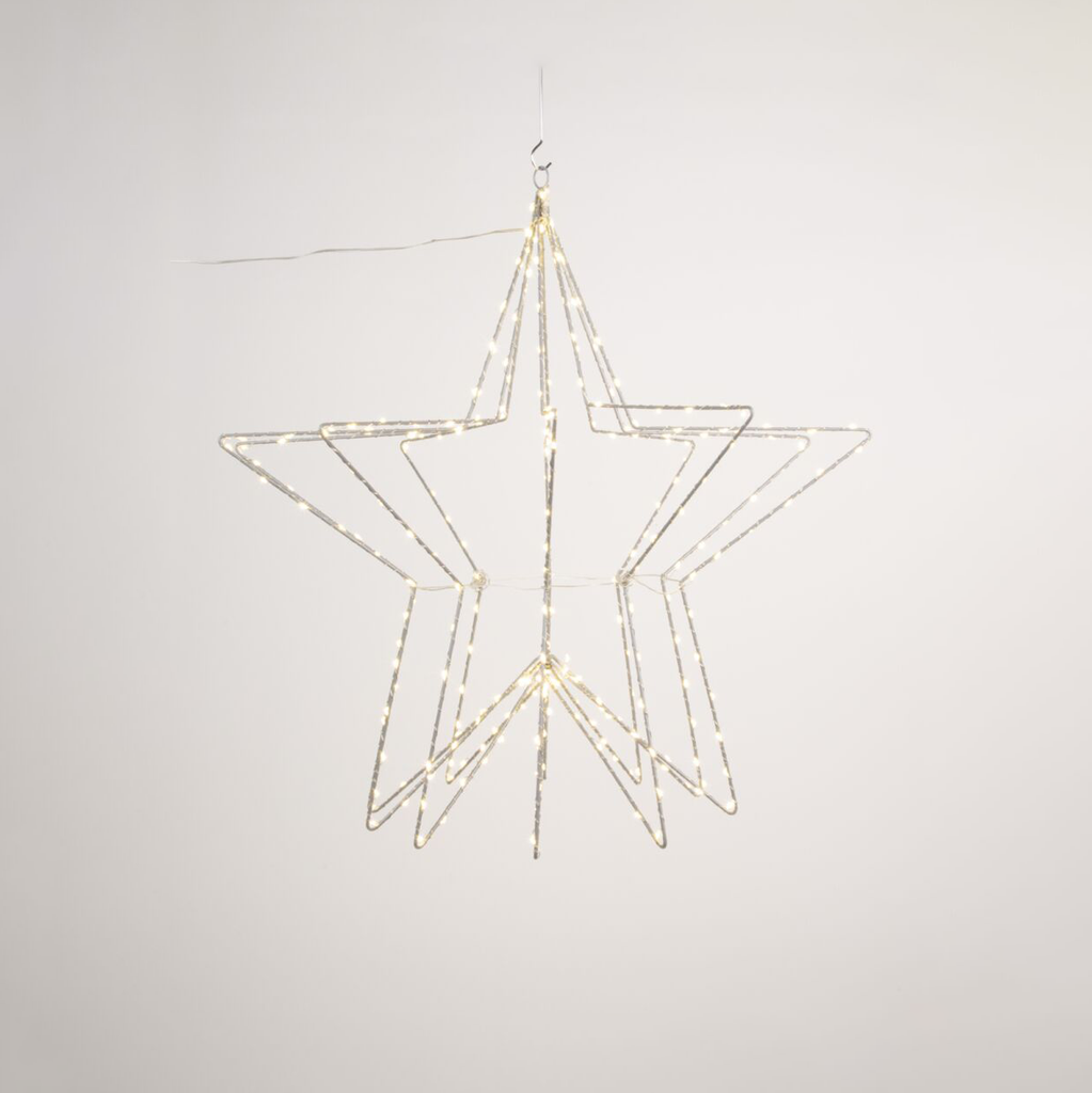 Capella Electric LED 3D Star / Silver Wire / Large
