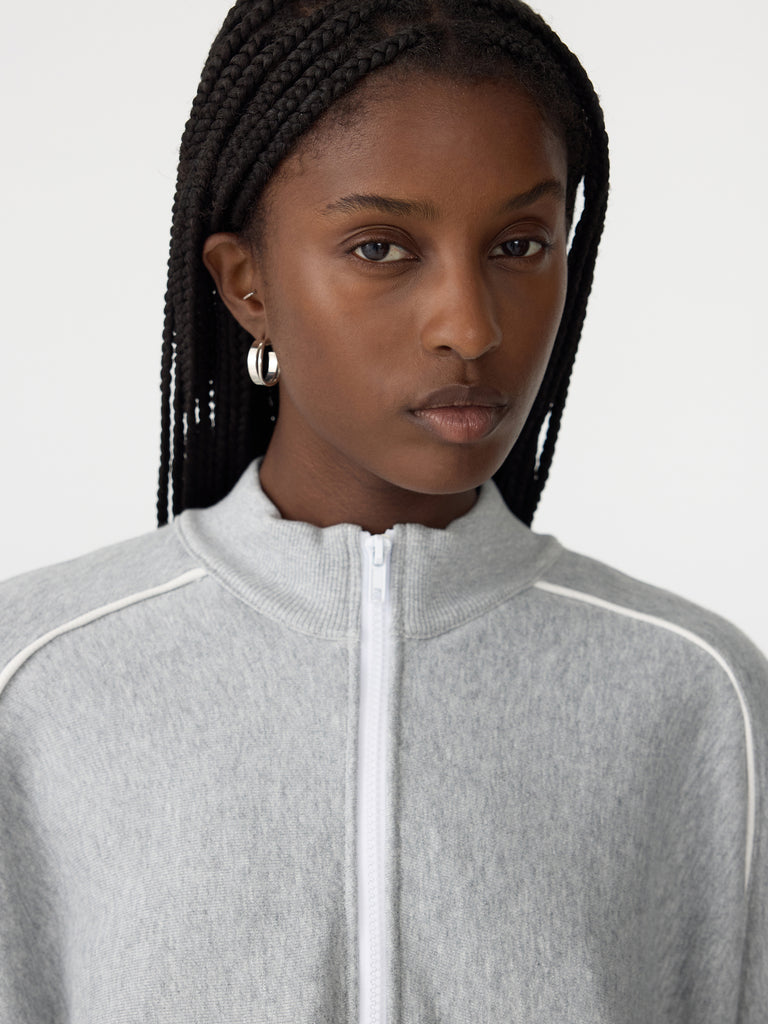 Bassike / Raglan Fleece Pull Over Sweat / Grey Marl