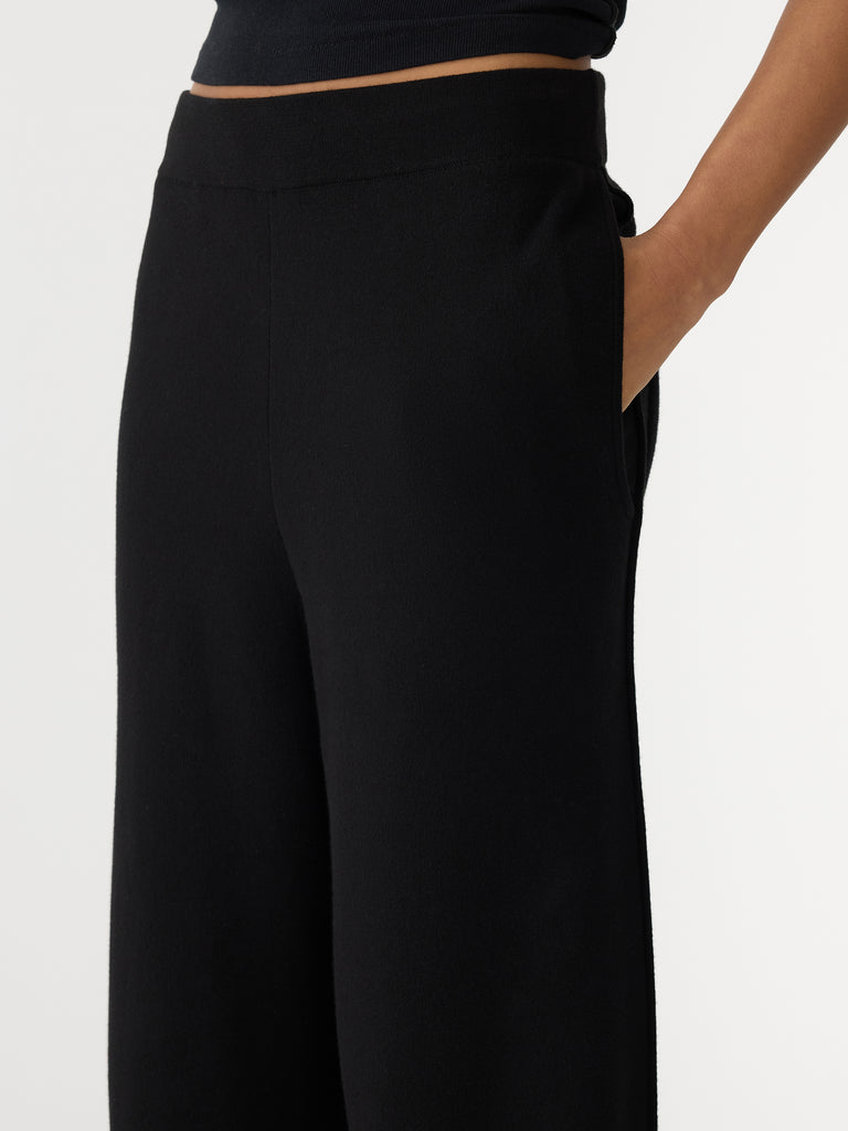 Bassike / Wide Leg Athletic Cotton Pant / Black