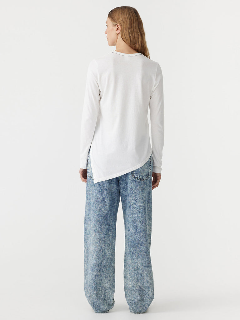 Bassike / Asymmetric Split Long Sleeve T-Shirt / White