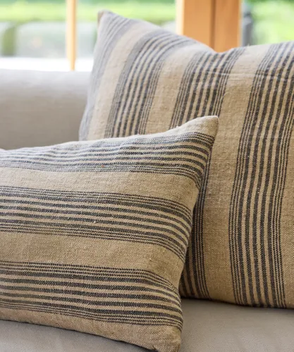 Audrey Stripe Linen Cushion / Square