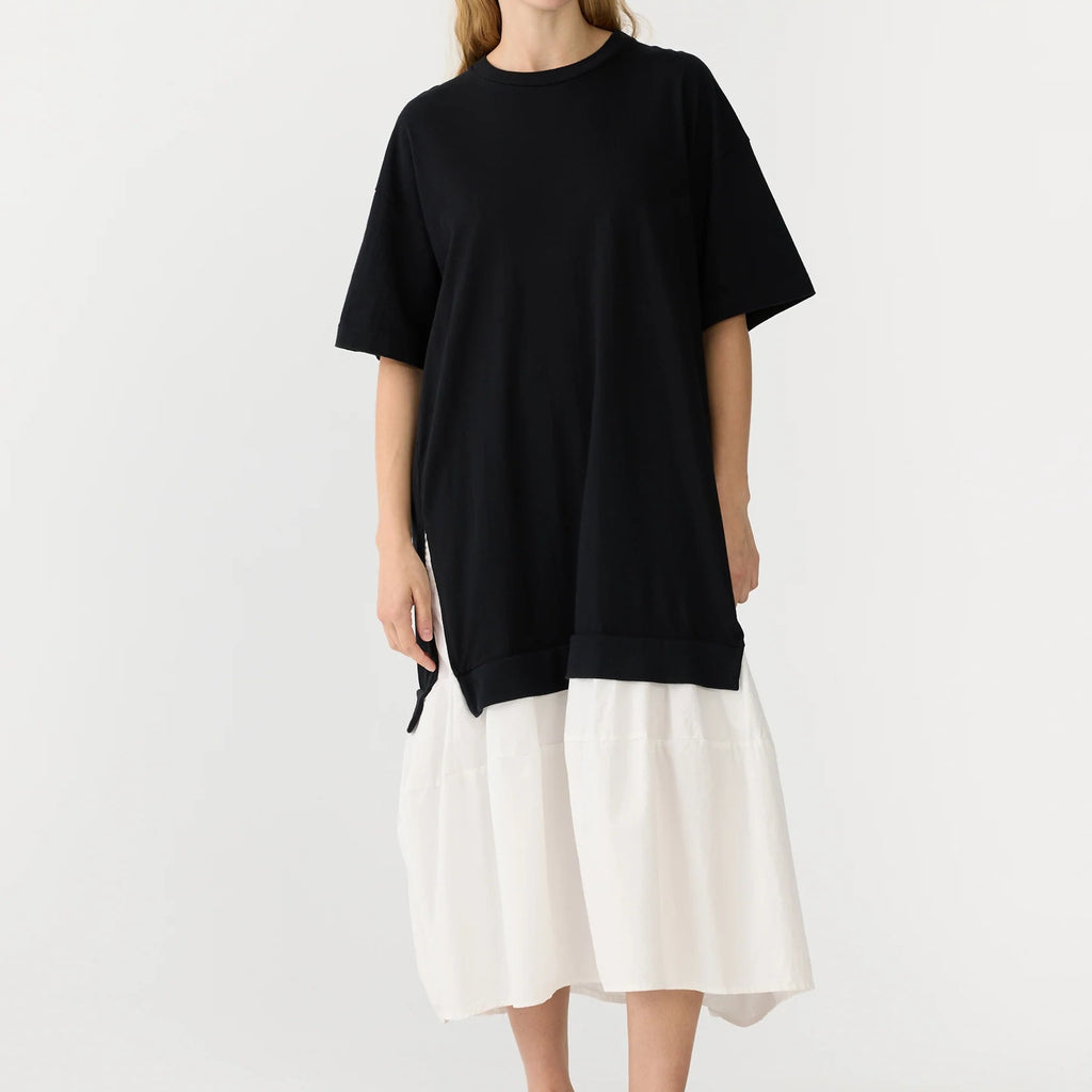 Bassike / Contrast Paneled Dress / Black + Natural