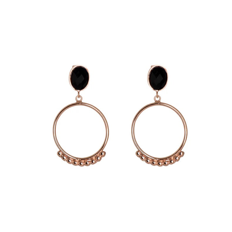 Black Drop Hoop Earrings