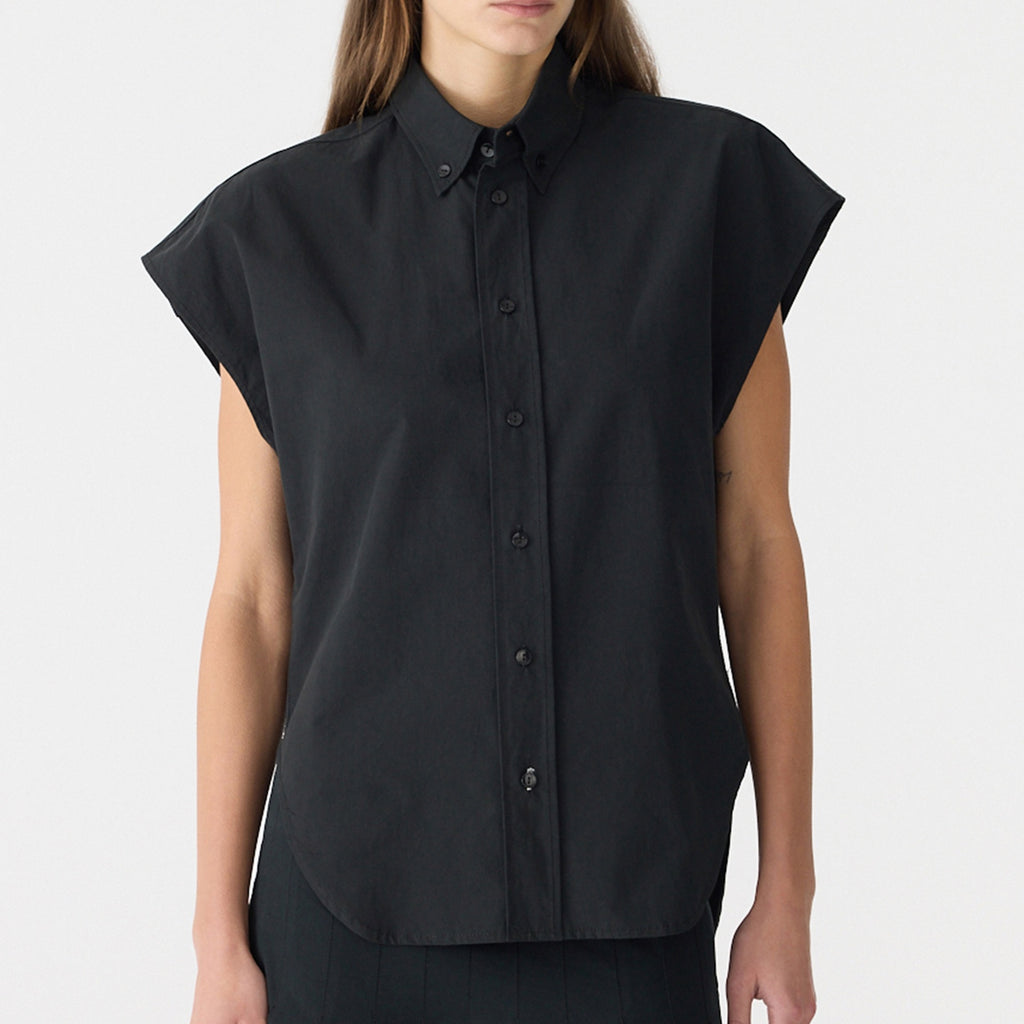 Bassike / Crushed Cotton Summer Shirt / Black