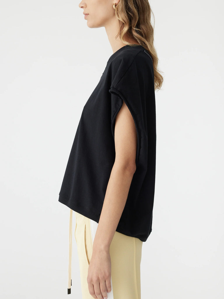 Bassike / Boxy Cut Off Tank / Black