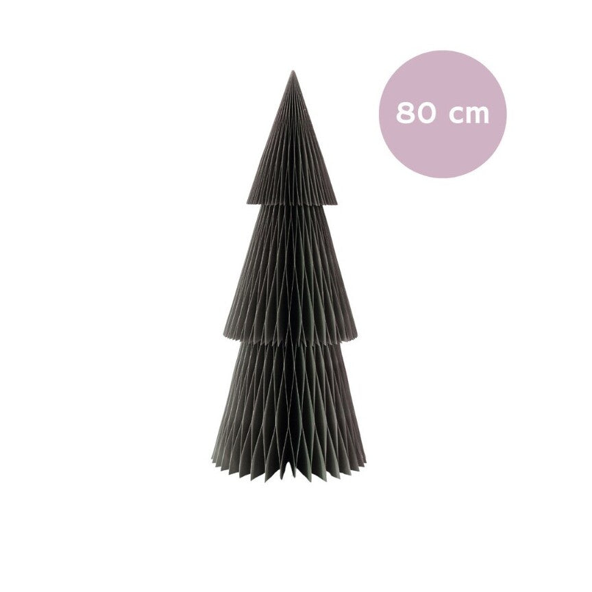 Christmas Tree Standing Ornament / Olive Green with Silver Glitter Edge / Large