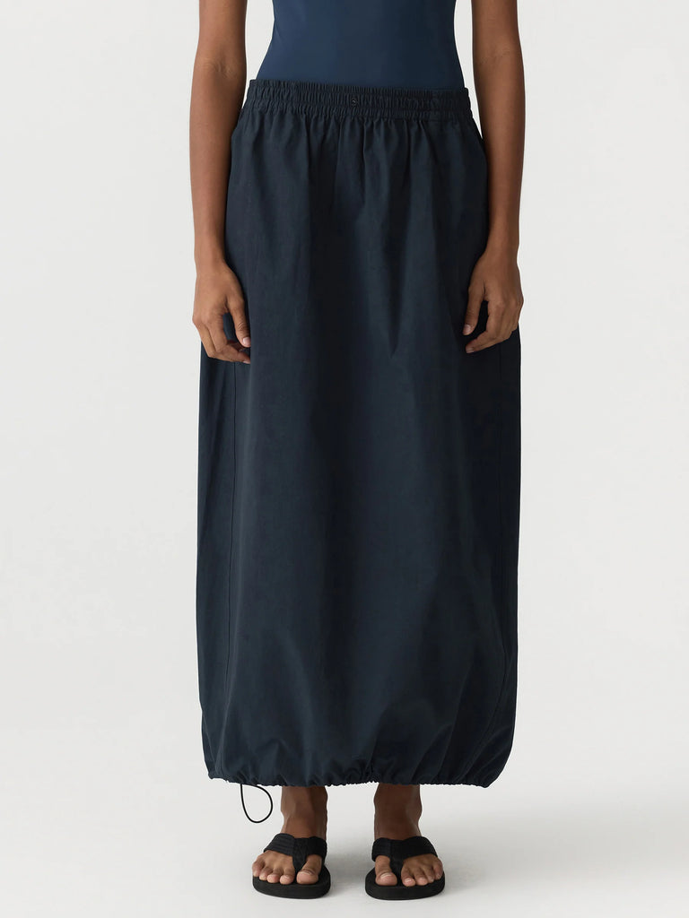 Bassike / Crushed Cotton Maxi Skirt / Ink