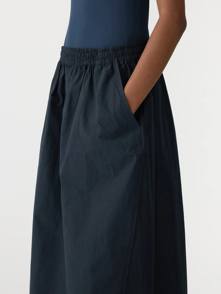 Bassike / Crushed Cotton Maxi Skirt / Ink