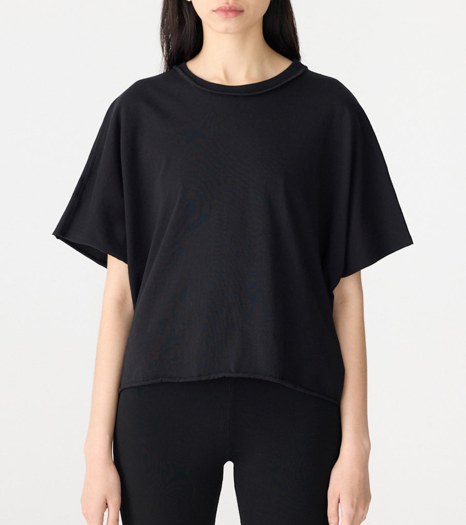 Bassike / Midweight Raw Slouch Boxy Tank / Black