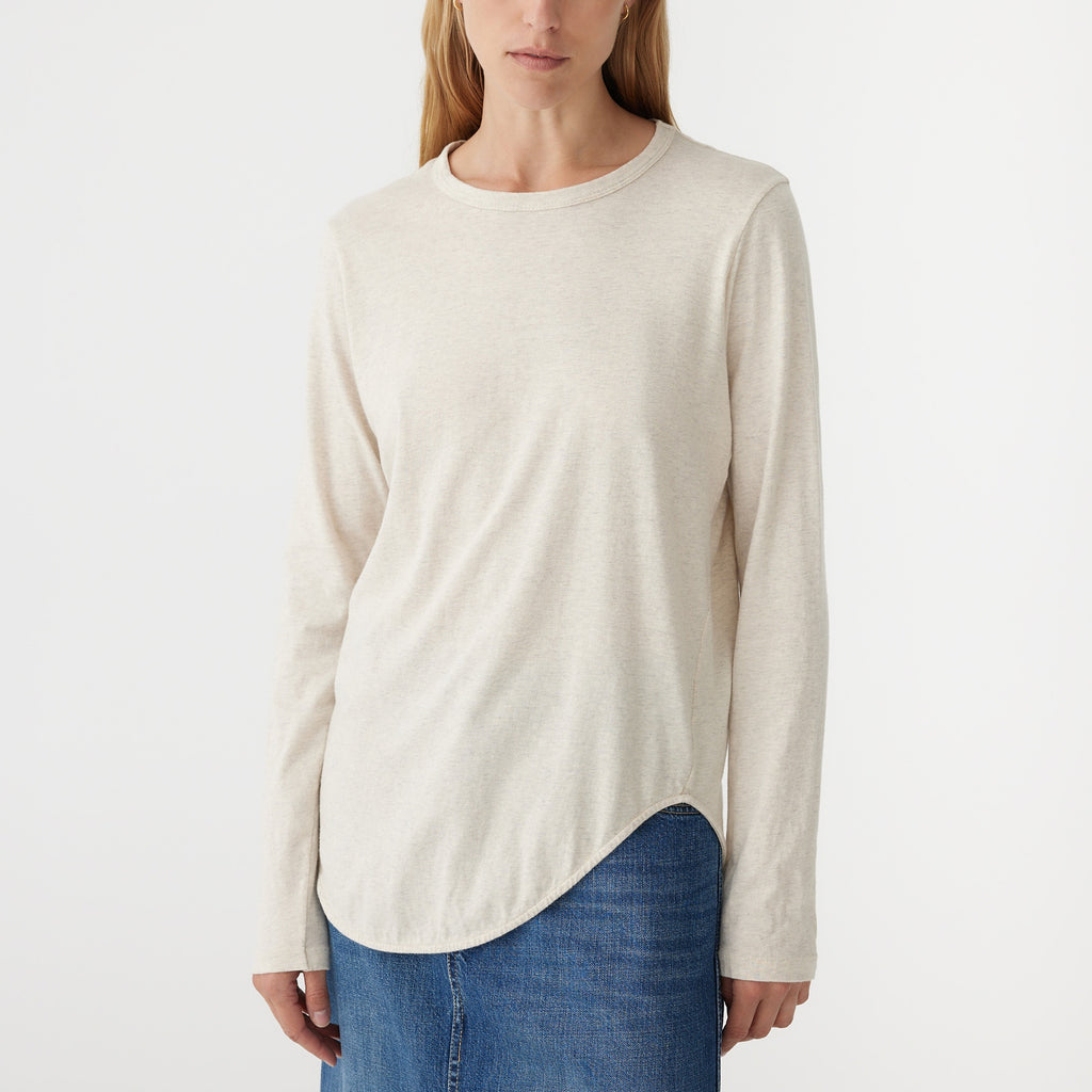 Bassike / Regular Scoop Hem Longsleeve T-Shirt / Oat Marl