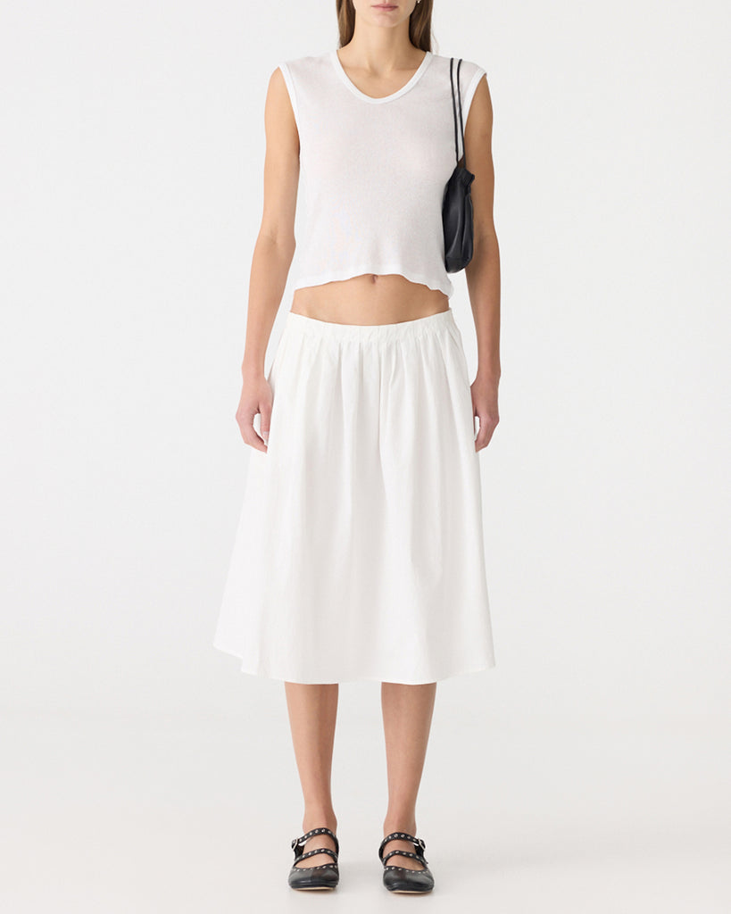 Bassike / Crushed Cotton Gathered Skirt / Natural