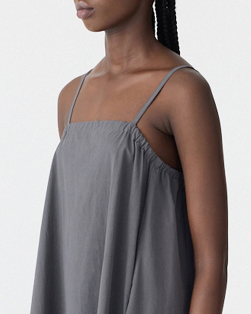 Bassike / Crushed Cotton Parachute Dress / Washed Black