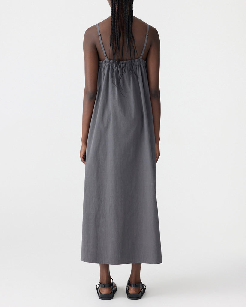 Bassike / Crushed Cotton Parachute Dress / Washed Black
