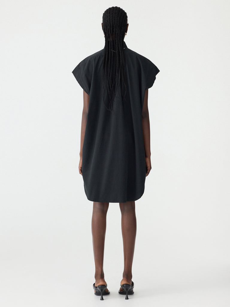 Bassike / Crushed  Cotton Shirt Dress / Black