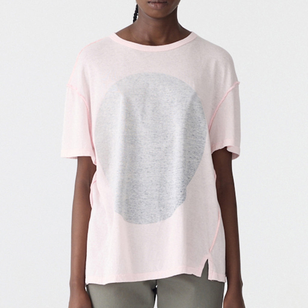 Bassike / Reversed Boyfriend Dot T-Shirt / Powder Pink + Steel Blue