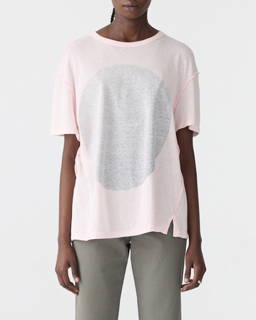 Bassike / Reversed Boyfriend Dot T-Shirt / Powder Pink + Steel Blue