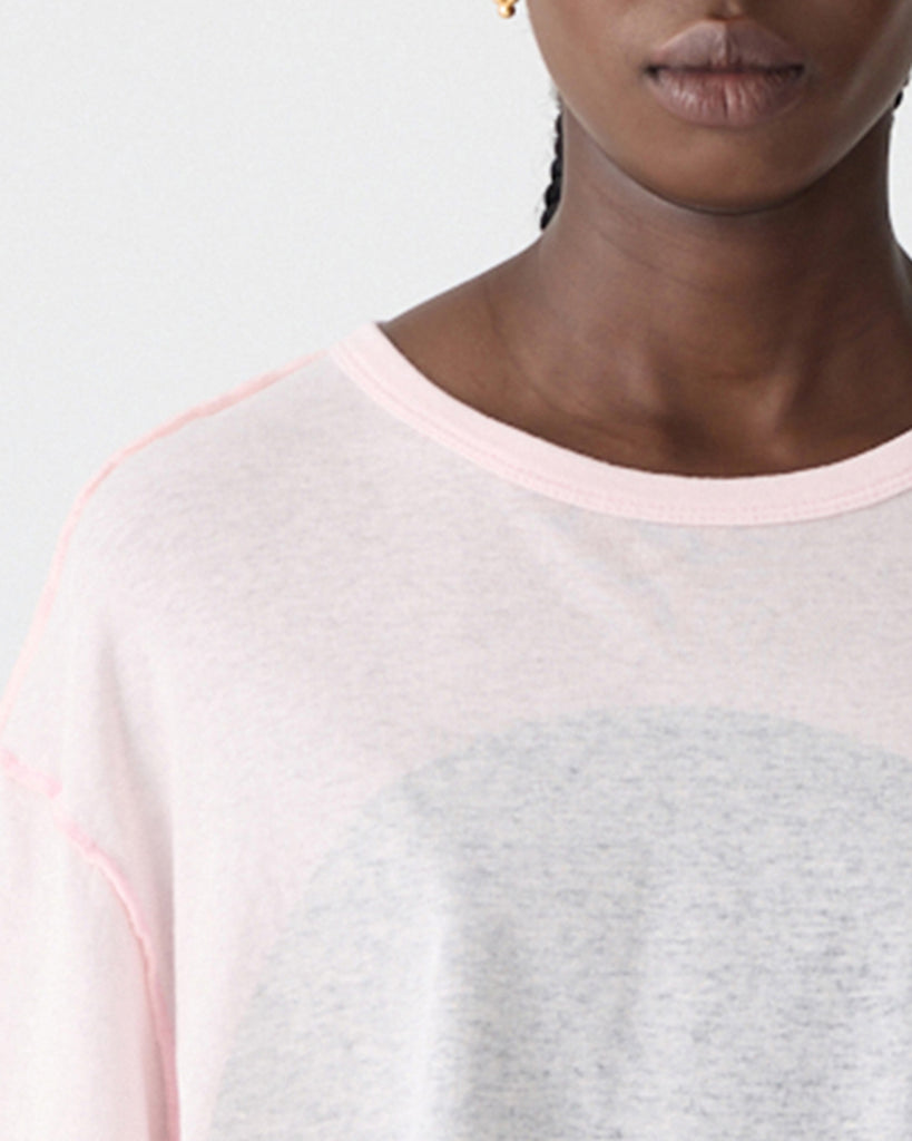 Bassike / Reversed Boyfriend Dot T-Shirt / Powder Pink + Steel Blue
