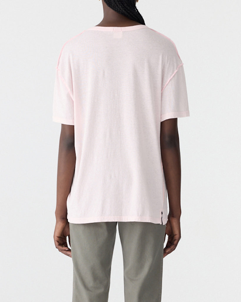 Bassike / Reversed Boyfriend Dot T-Shirt / Powder Pink + Steel Blue