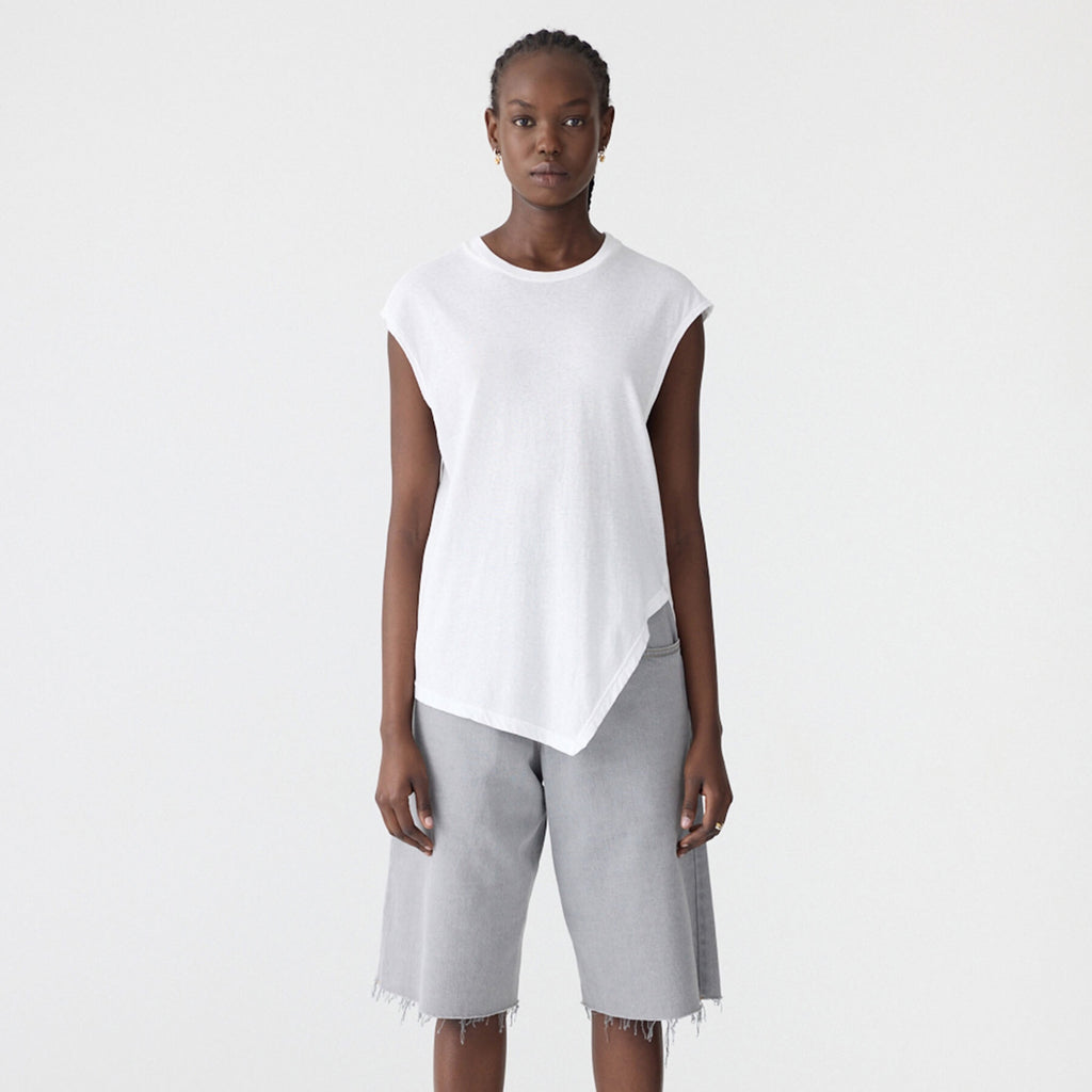 Bassike / Asymmetric Crew Tank / White