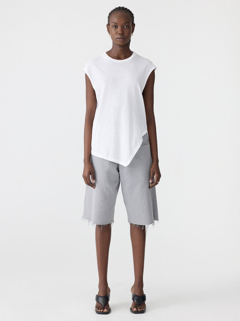 Bassike / Asymmetric Crew Tank / White