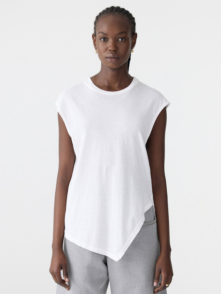 Bassike / Asymmetric Crew Tank / White