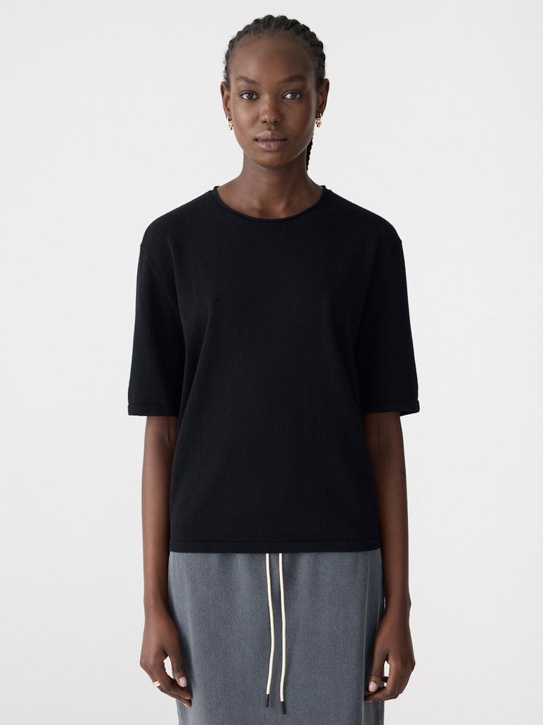 Bassike / Mercerised Cotton Boxy Knit / Black