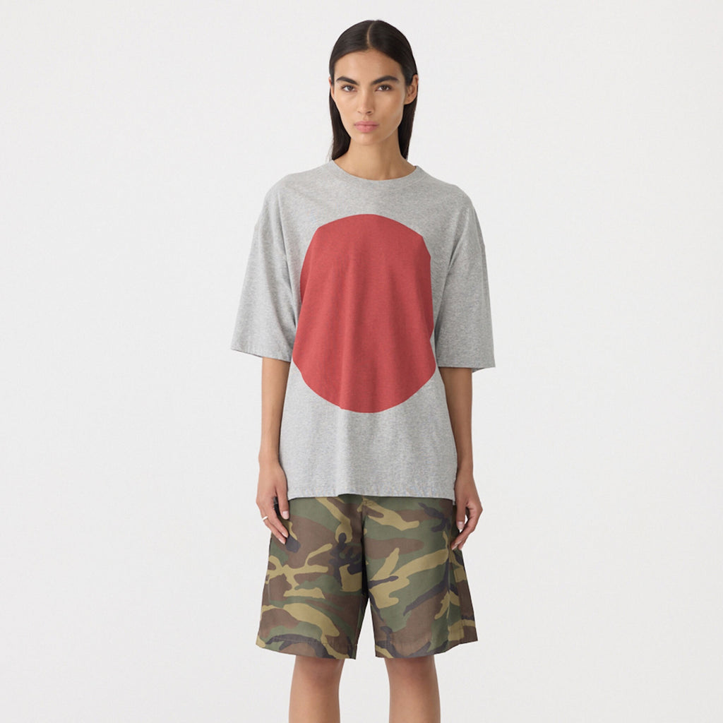 Bassike / Dot Print T-Shirt / Grey Marl + Heritage Red