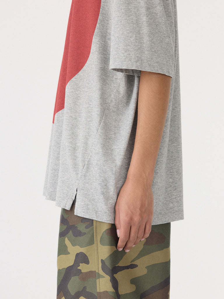 Bassike / Dot Print T-Shirt / Grey Marl + Heritage Red