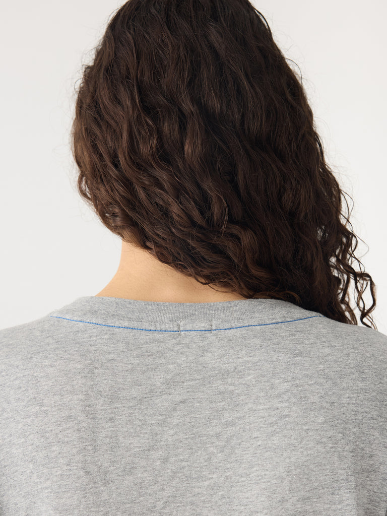 Bassike / Slouch Dot Print T-Shirt / Grey Marl + Cobolt