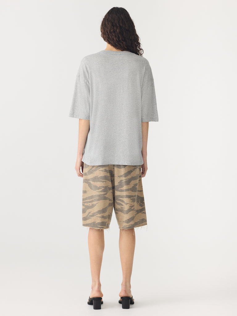 Bassike / Slouch Dot Print T-Shirt / Grey Marl + Cobolt