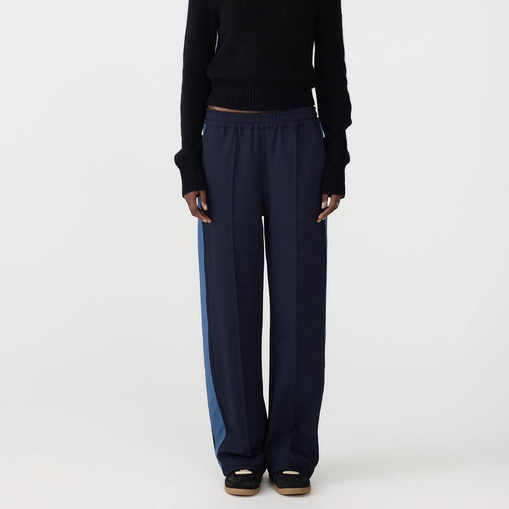 Bassike / Twill Stripe Detail Pant / Ink + Marine Blue