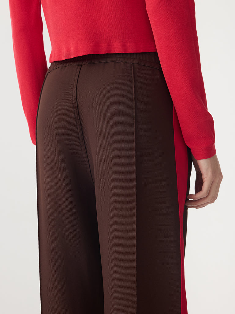 Bassike / Twill Stripe Detail Pant / Carob + Red