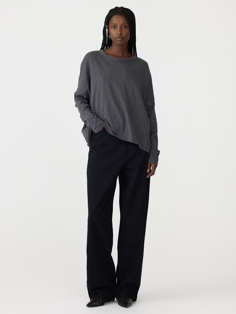 Bassike / Circle Long Sleeve T-Shirt / Charcoal Marl