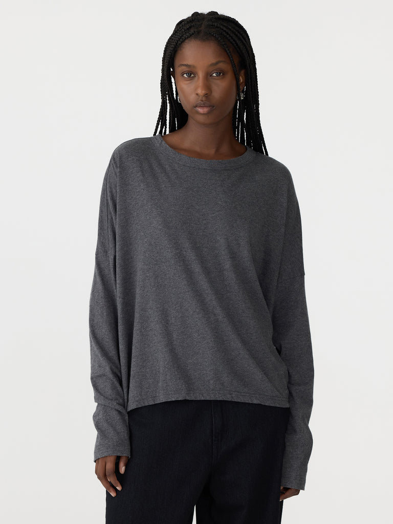 Bassike / Circle Long Sleeve T-Shirt / Charcoal Marl