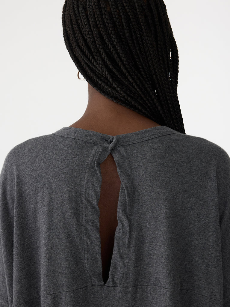 Bassike / Circle Long Sleeve T-Shirt / Charcoal Marl