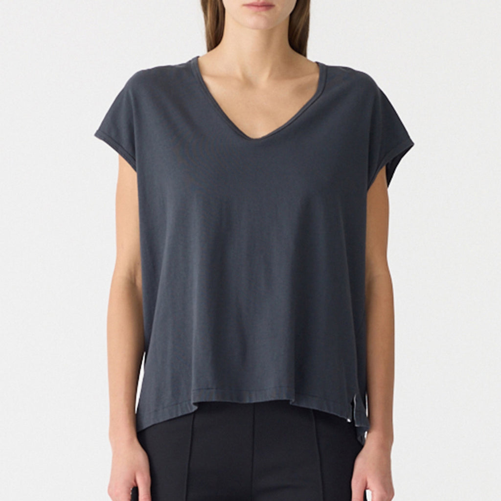 Bassike / Fine Bind Scoop Neck Tank / Washed Navy