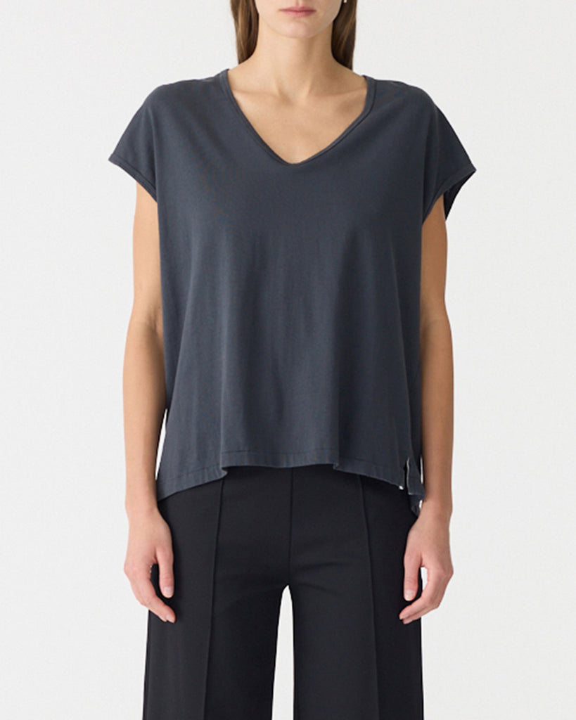 Bassike / Fine Bind Scoop Neck Tank / Washed Navy