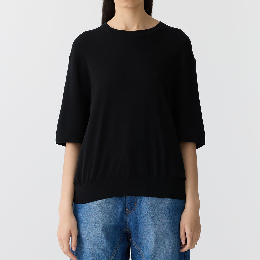 Bassike / Mercerised Cotton Knit T-Shirt / Black