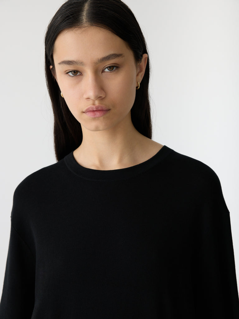 Bassike / Mercerised Cotton Knit T-Shirt / Black