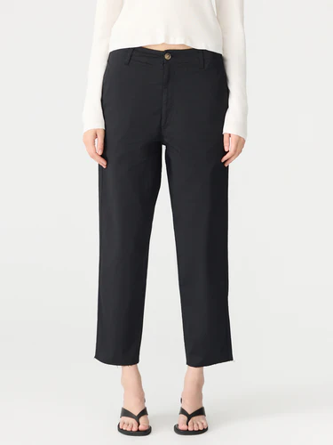 Bassike / Double Dyed Raw Hem Pant / Black