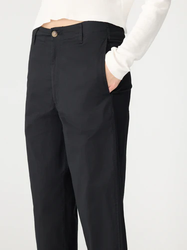 Bassike / Double Dyed Raw Hem Pant / Black