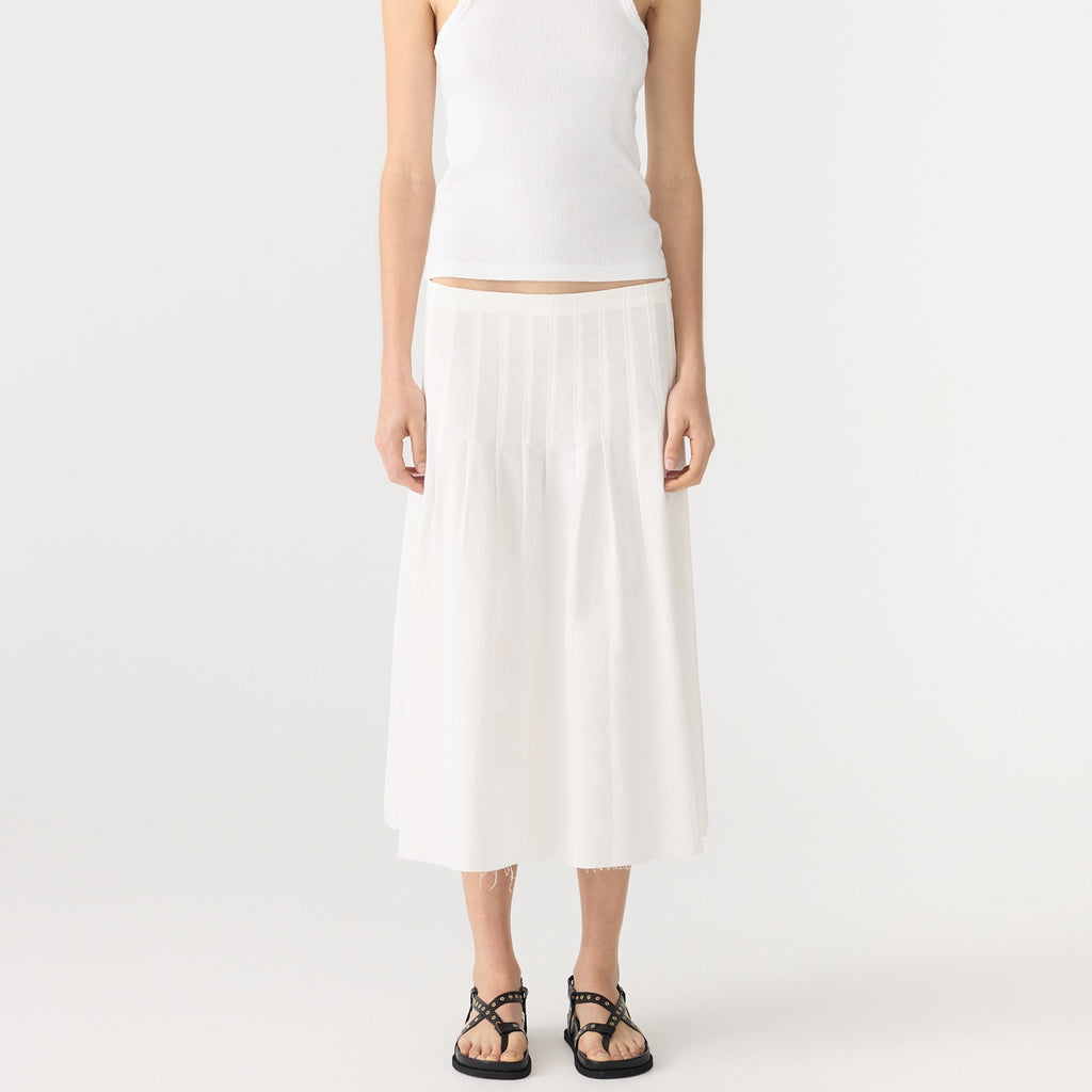 Bassike / Crushed Cotton Pleated Skirt / Natural