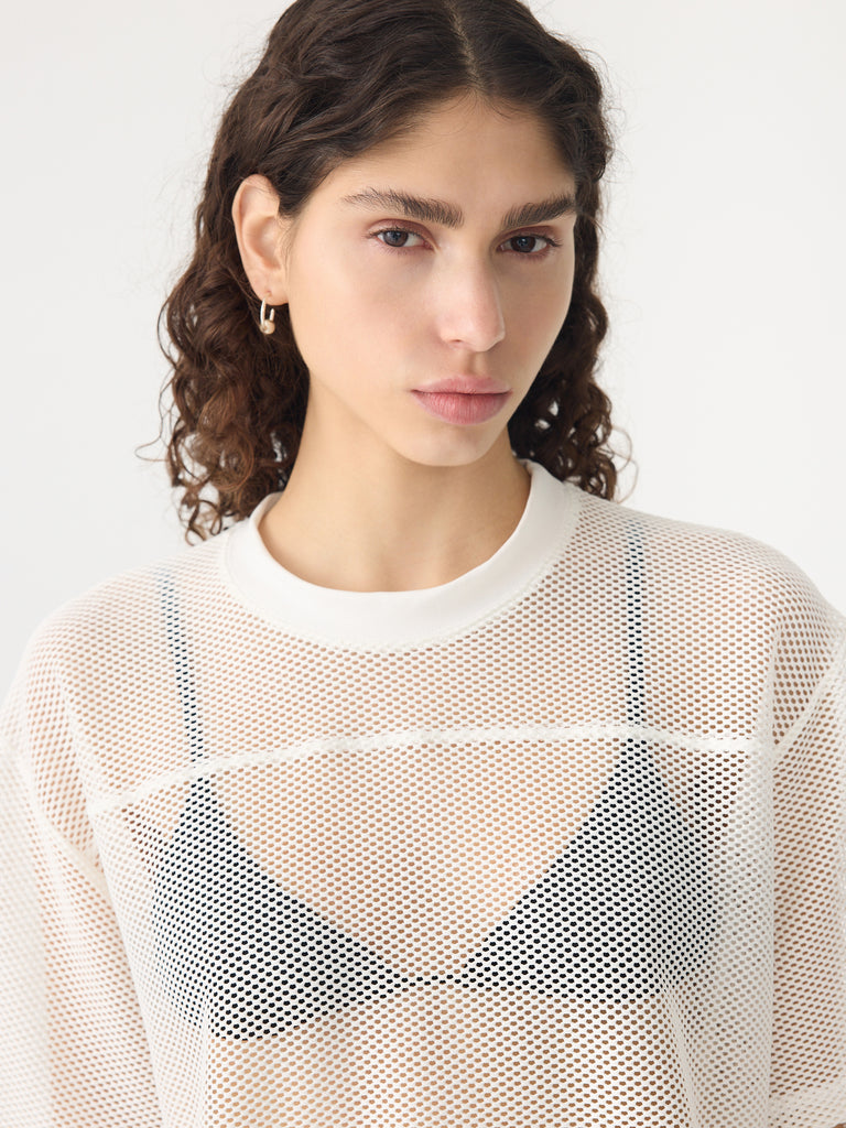 Bassike / Boxy Mesh T-Shirt / White