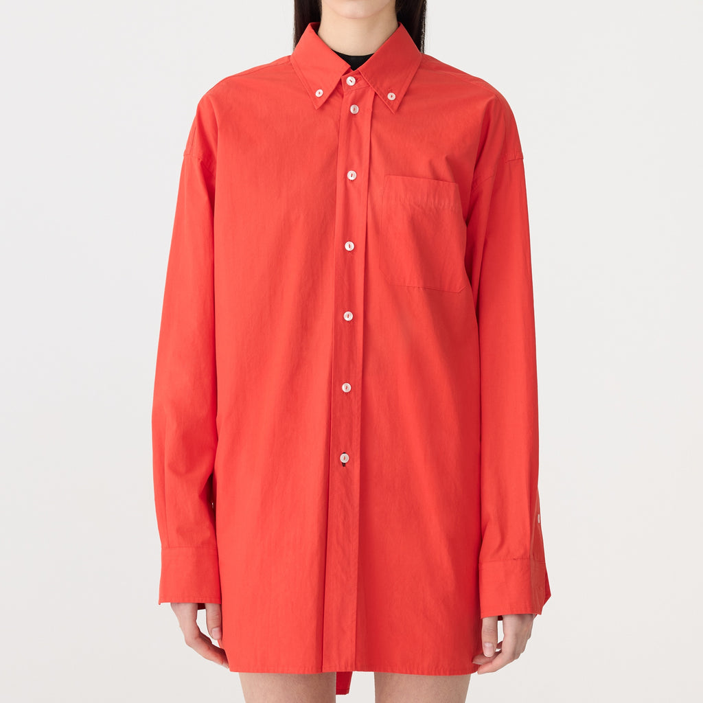 Bassike / Crushed Cotton Oversized Shirt / Red